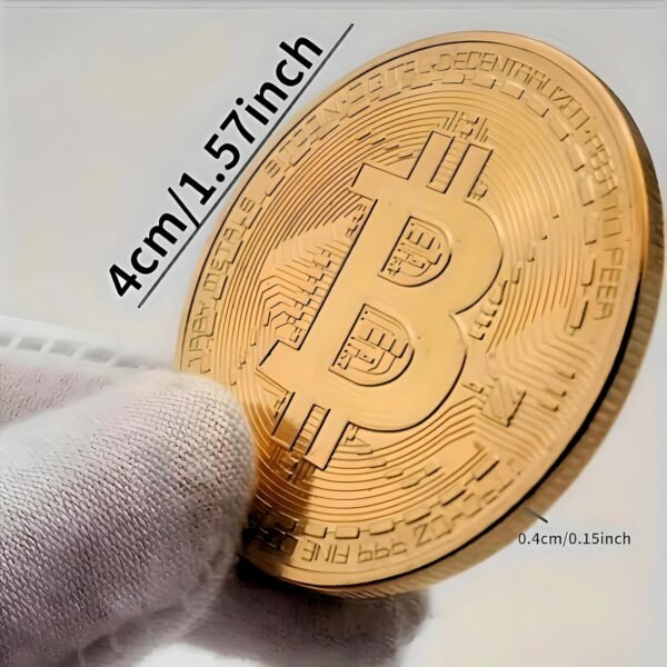 Gold-Plated Bitcoin Collectible Coin - Round Commemorative Bitcoin Replica for Collectors - Image 4