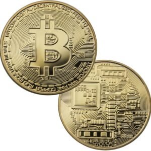 Bitcoin Coin Commemorative BTC Coins Physical Bitcoin Collector’s Metal Gold Color Crypto Token Cryptocurrency Gifts Collectible Protective Case