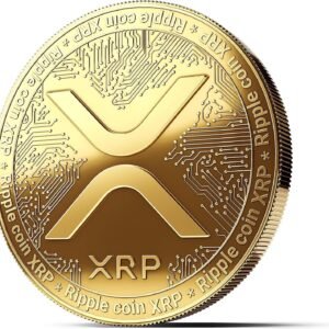 Bitcoin BTC ETH ADA XLM SHIB Doge XRP SOL DOT Link LTC UNI SOL Coin Plated with 24-Carat Gold, Physical Metal Crypto Coins for Home Decoration, Collection with Plastic Case (Ripple XRP)