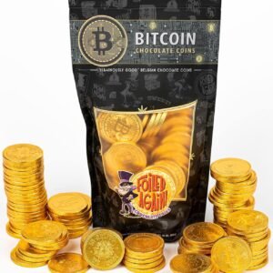 Foiled Again! Chocolate Bitcoins – Belgian Milk Chocolate Coins – Assorted Crypto Designs – BTC Gift – 80 Large Bitcoins – 1 pound