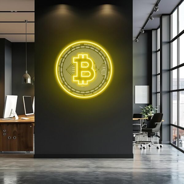 Bitcoin LED 3D Engraved Neon Sign USB Adjustable Brightness Living Room Bars Barbers Pub Wedding Party Salon Club Gatherings Gaming Room Man Cave Halloween Christmas Birthday Art Wall Decor - Image 4