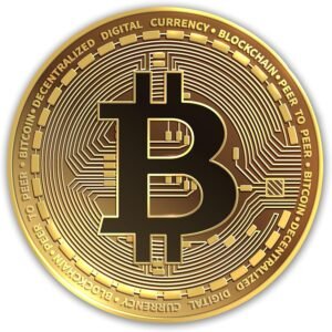 Gold Bitcoin Sticker – BTC Coin Crypto Stickers for Car Laptop Phone Window (4″ x 4″)