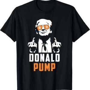 Donald Pump Bitcoin Funny Trump 2024 Crypto American Flag T-Shirt