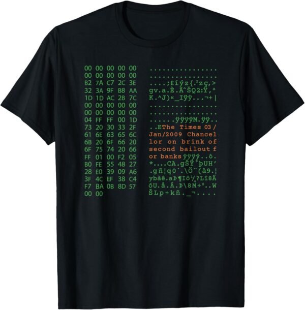 Bitcoin shirt - Satoshi Nakamoto Genesis Block crypto T-Shirt